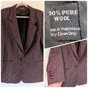 VTG Giorgio Sant' Angelo Wool Houndstooth Blazer Academia Career